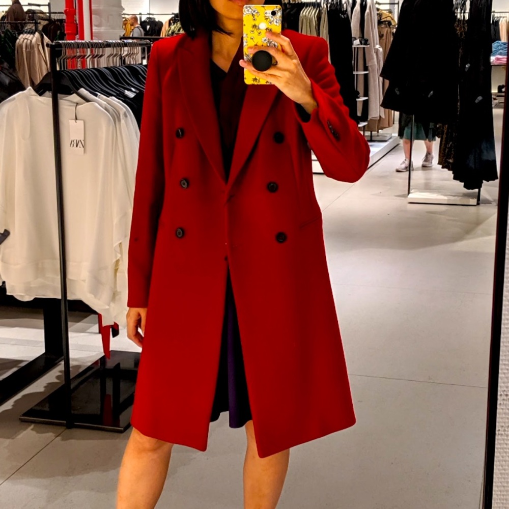 Zara red pea coat
